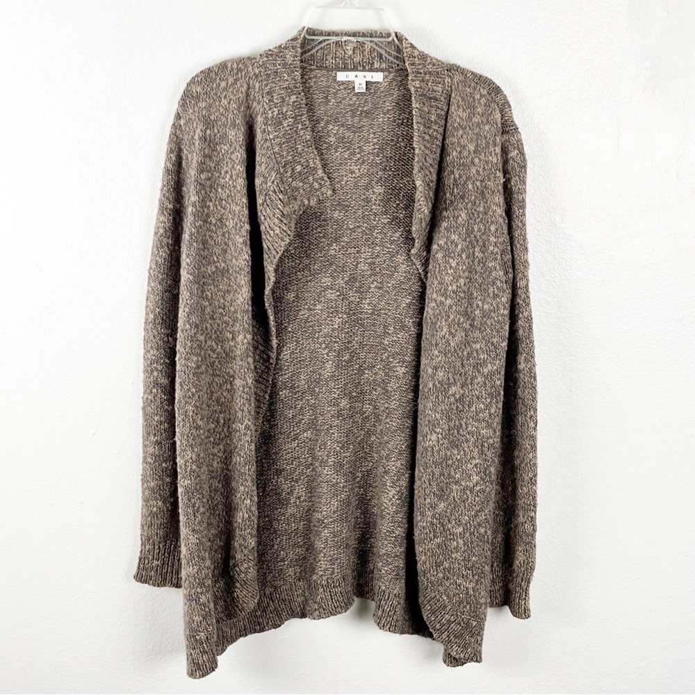 CABI Swear By Sweater Style# 880 Brown Tan Chunky Open Front Cardigan Medium